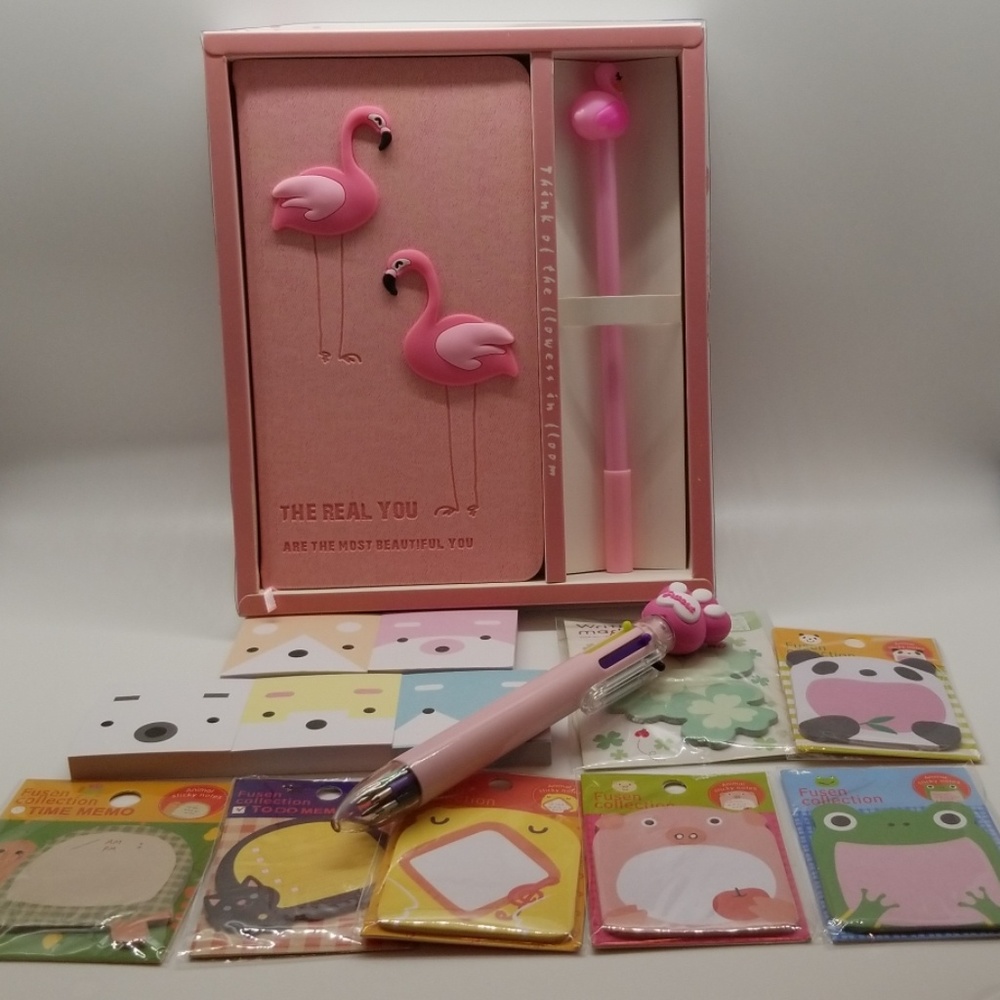 Kawaii mixed animal designs stationary gift set.